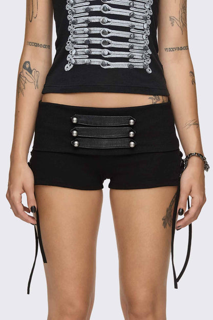 Minga London Corsair Military Lace-Up Mini Shorts