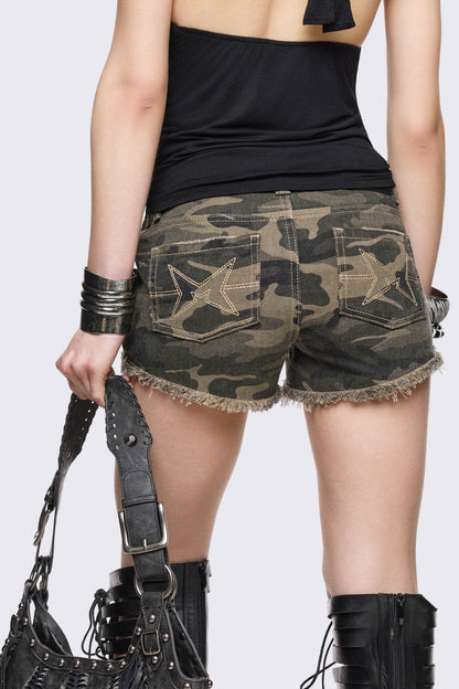 Minga London Army Camo Mini Denim Shorts