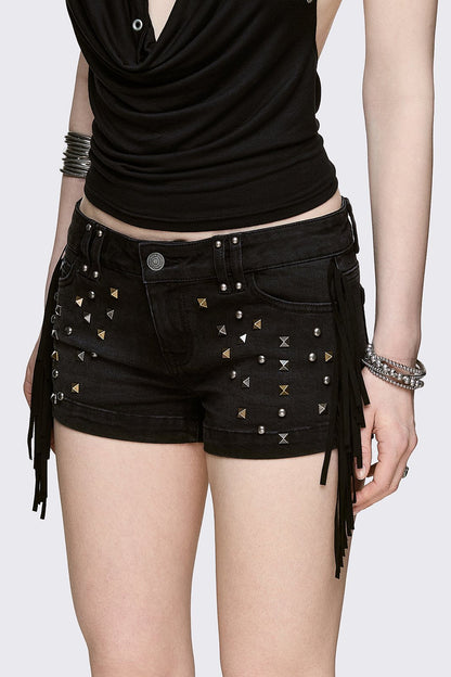 Minga London Fringe Mini Denim Shorts