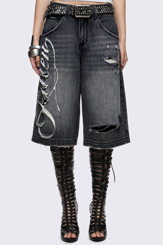 Minga London Fallen Distressed Jorts