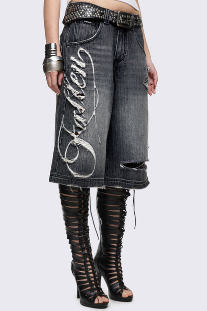 Minga London Fallen Distressed Jorts