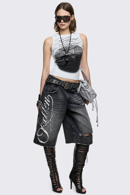 Minga London Fallen Distressed Jorts