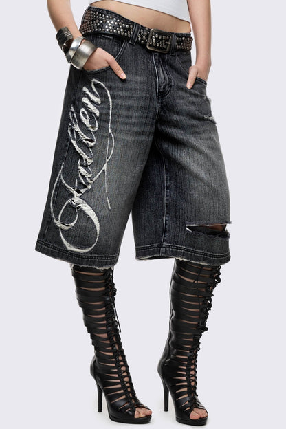 Minga London Fallen Distressed Jorts