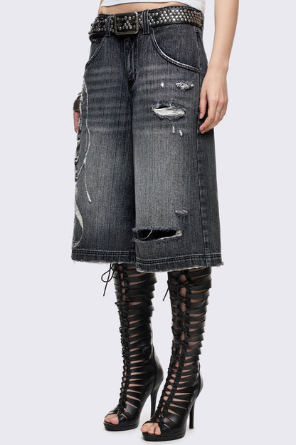 Minga London Fallen Distressed Jorts