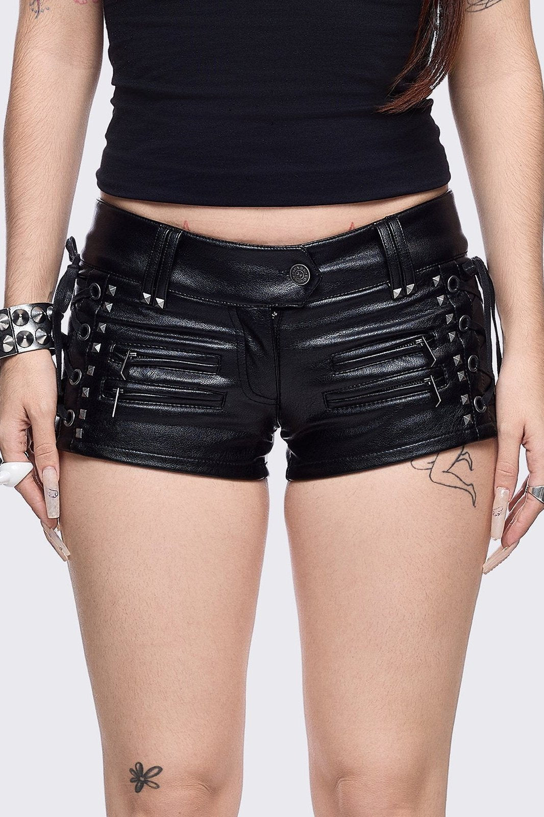 Minga London Savage Mini Faux Leather Shorts