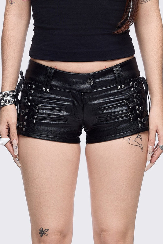 Minga London Savage Mini Faux Leather Shorts