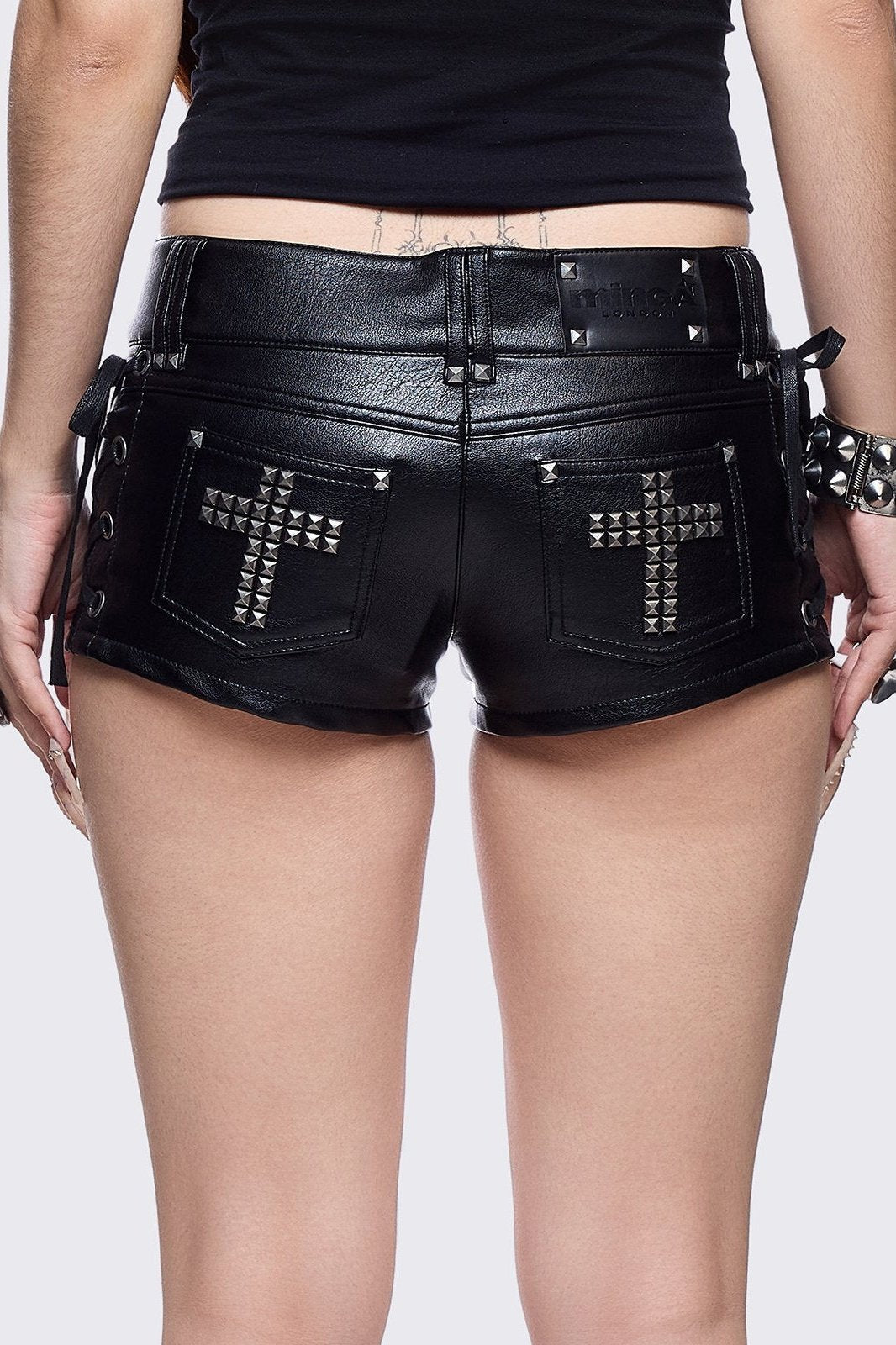 Minga London Savage Mini Faux Leather Shorts
