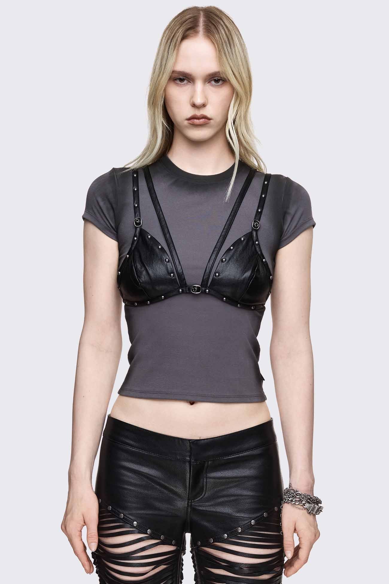 Minga London Mutiny Layered Studded Bralet Top