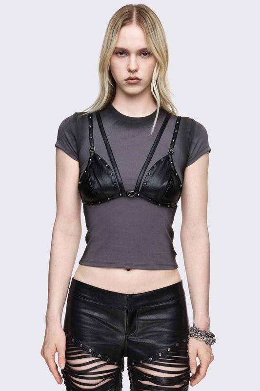Minga London Mutiny Layered Studded Bralet Top