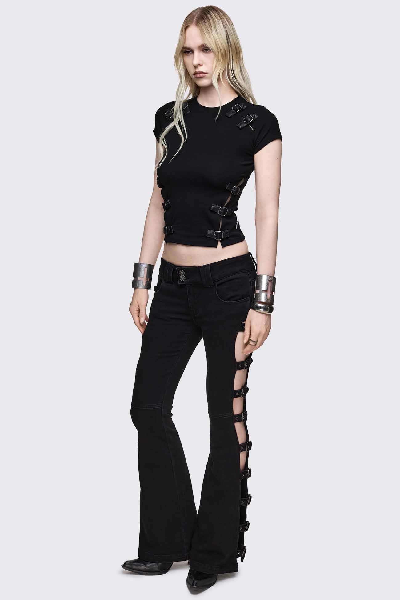 Minga London Oblivion Buckle Cut Out Baby Tee