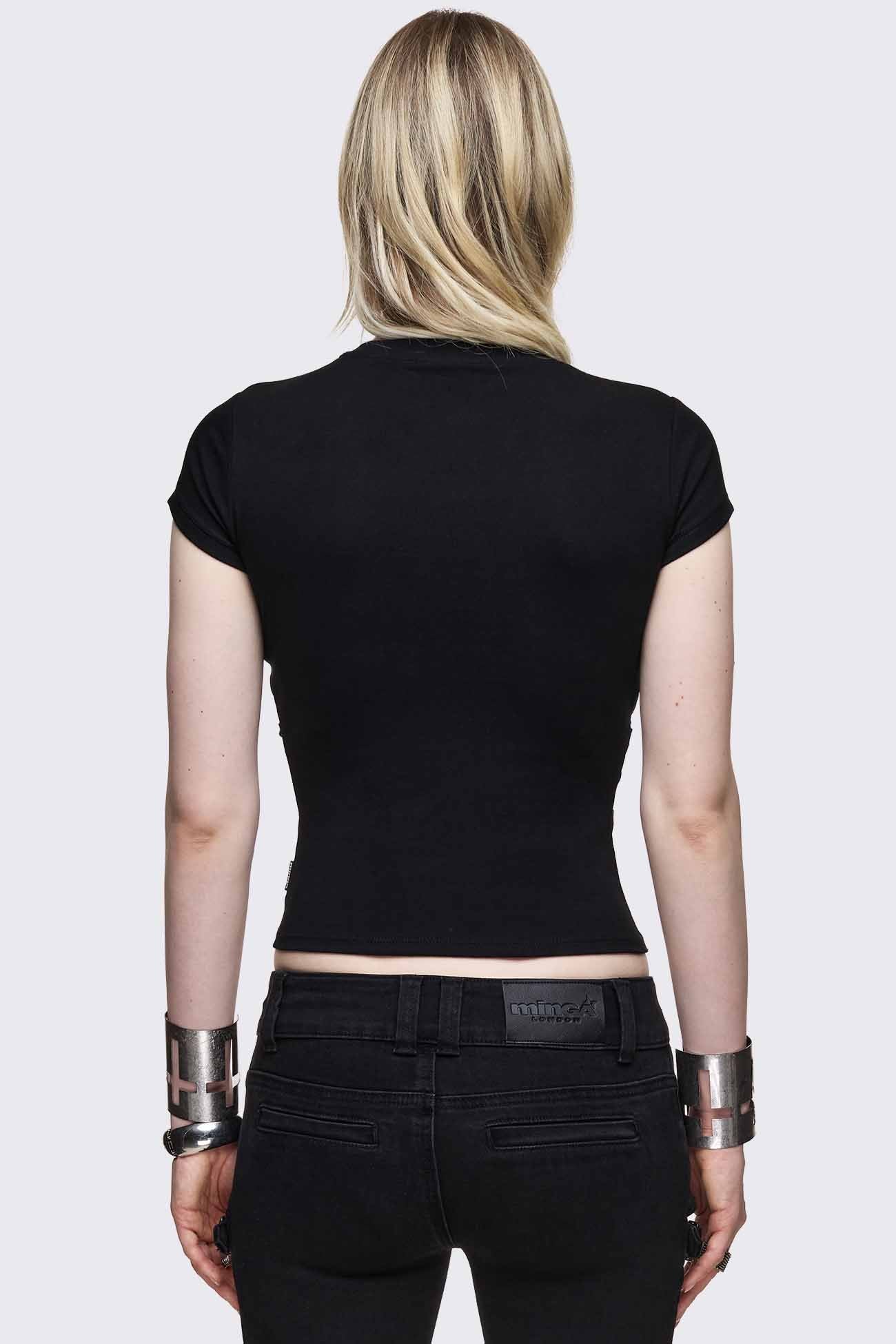 Minga London Oblivion Buckle Cut Out Baby Tee