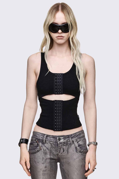 Minga London No Escape Black Vest Top