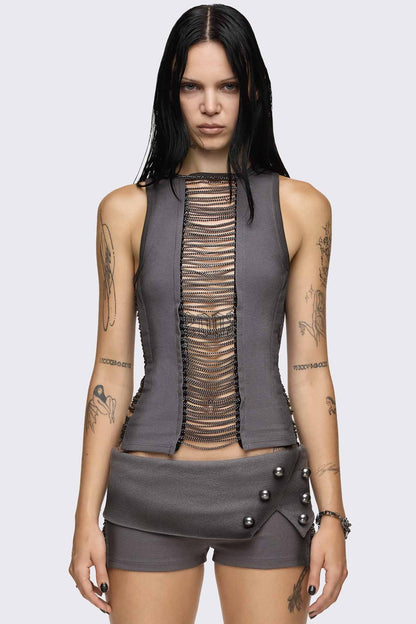 Minga London Wired Hanging Chain Cut Out Tank Top