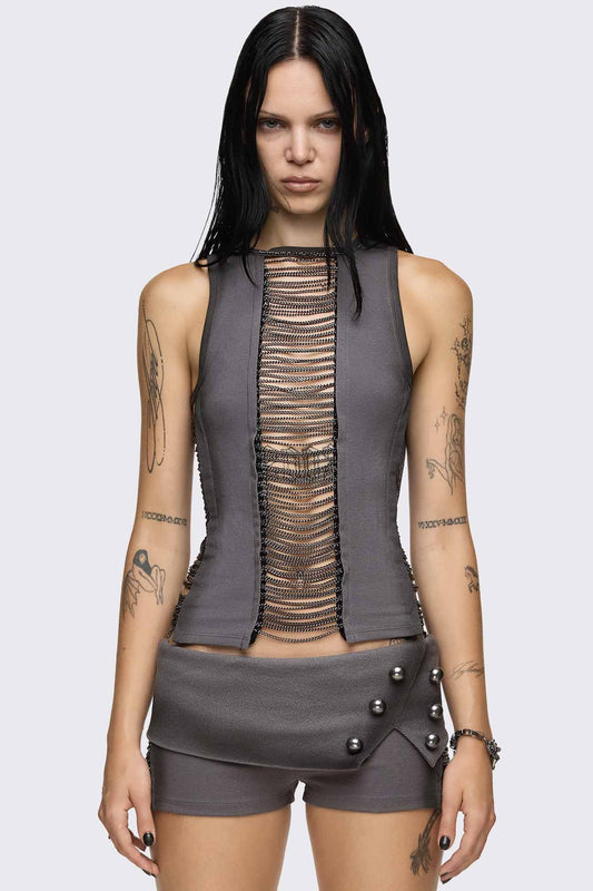 Minga London Wired Hanging Chain Cut Out Tank Top