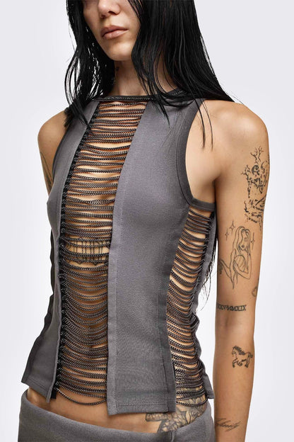 Minga London Wired Hanging Chain Cut Out Tank Top