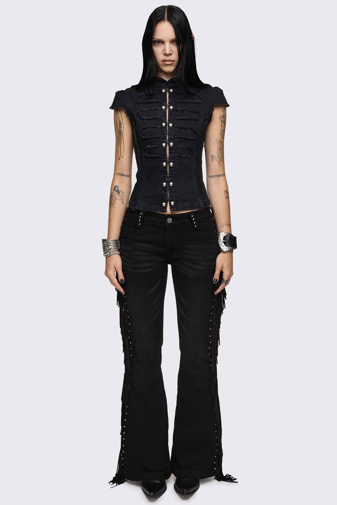 Minga London Salute Military Button Blouse