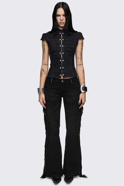 Minga London Salute Military Button Blouse