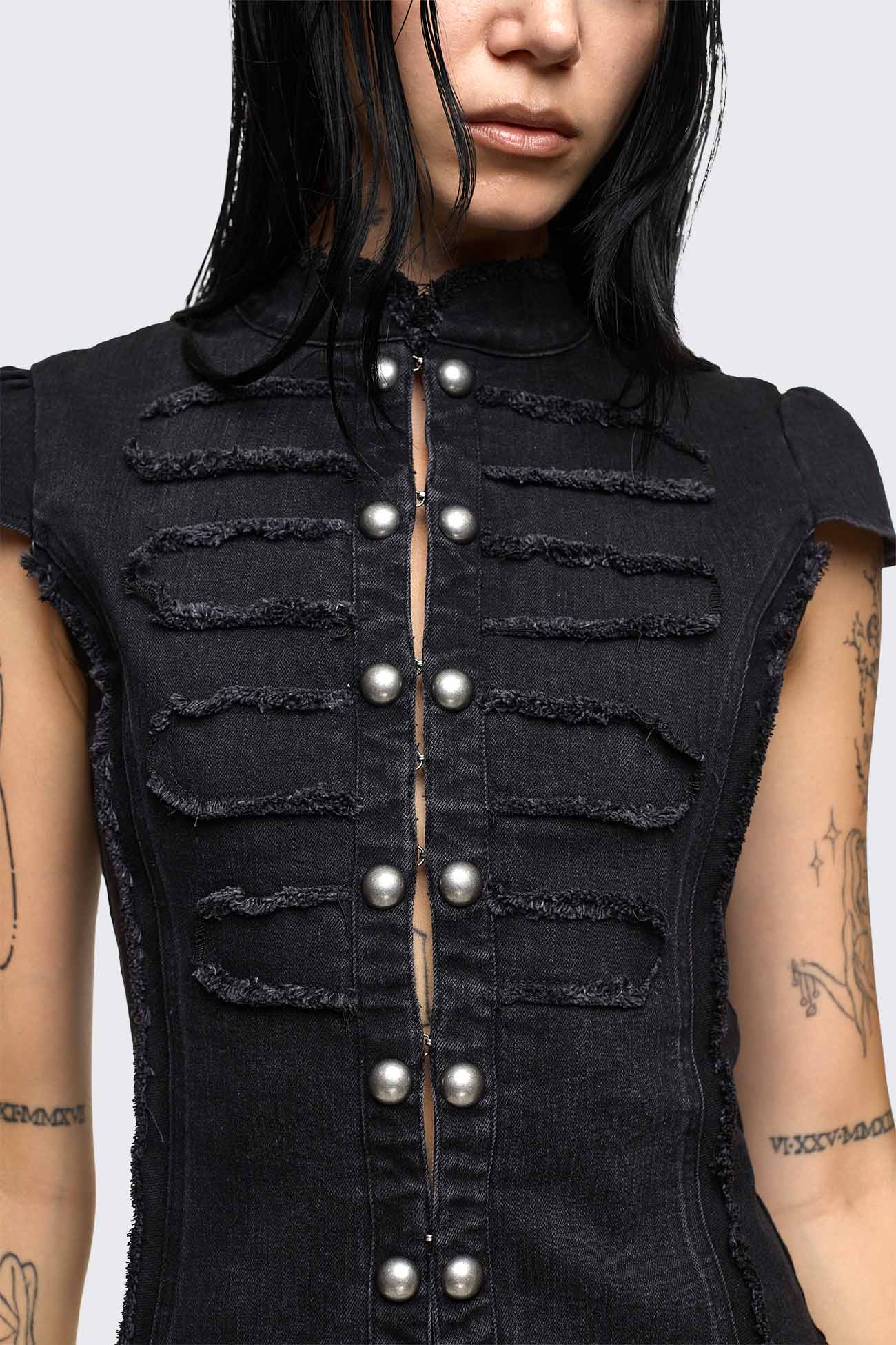 Minga London Salute Military Button Blouse