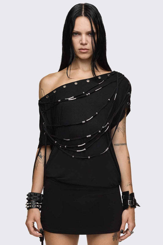 Minga London Romie Beaded Off-Shoulder Dress