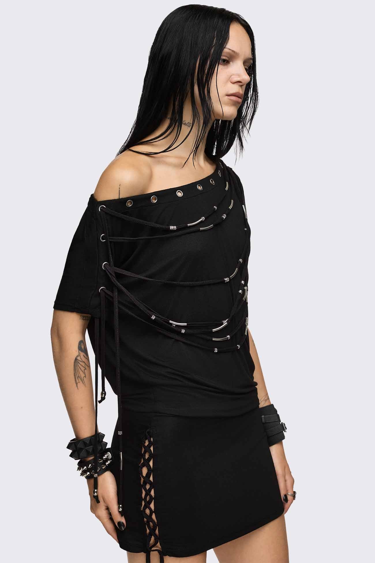Minga London Romie Beaded Off-Shoulder Dress