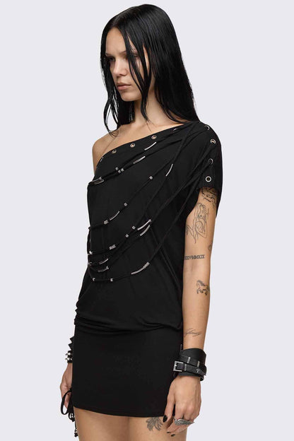 Minga London Romie Beaded Off-Shoulder Dress