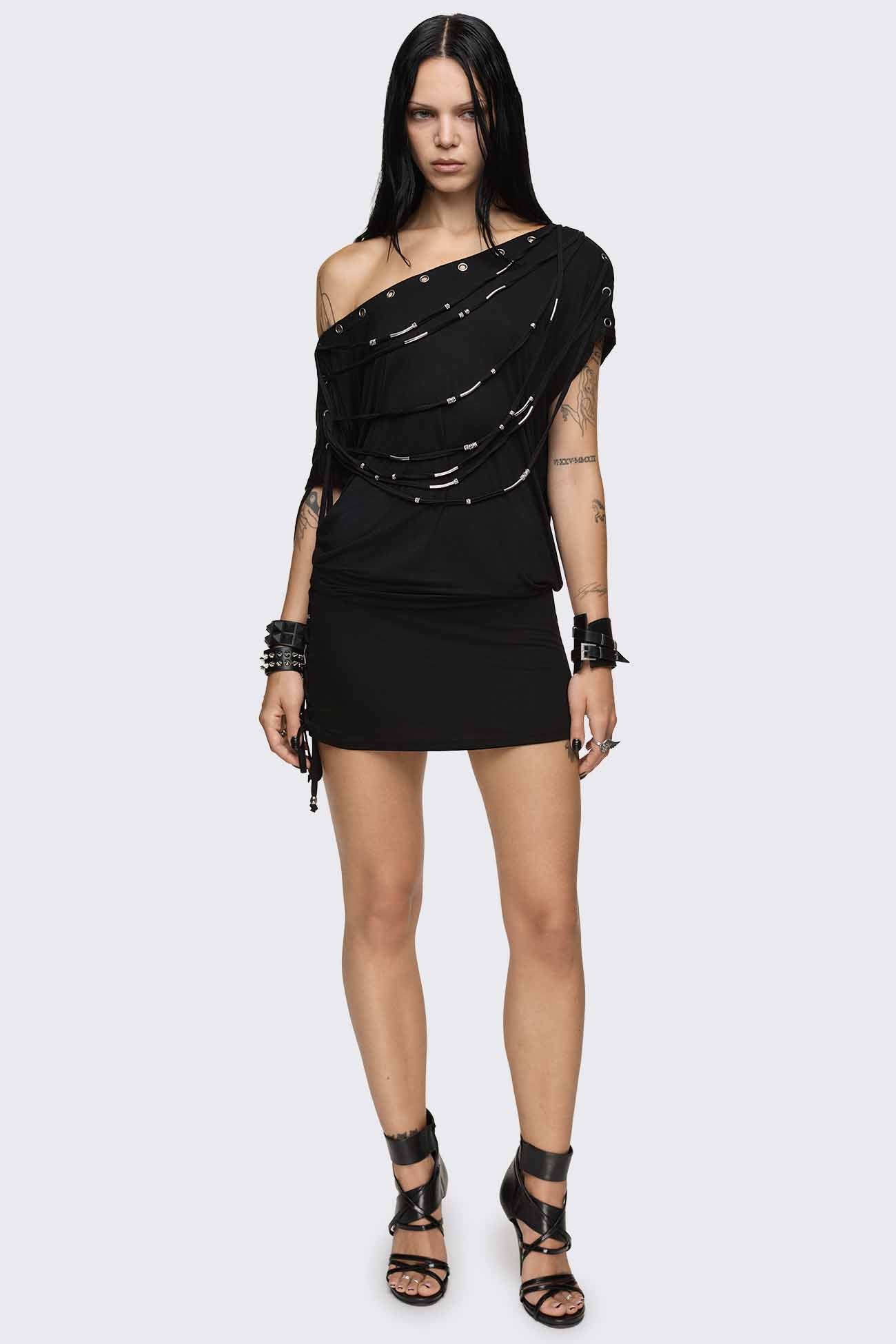 Minga London Romie Beaded Off-Shoulder Dress