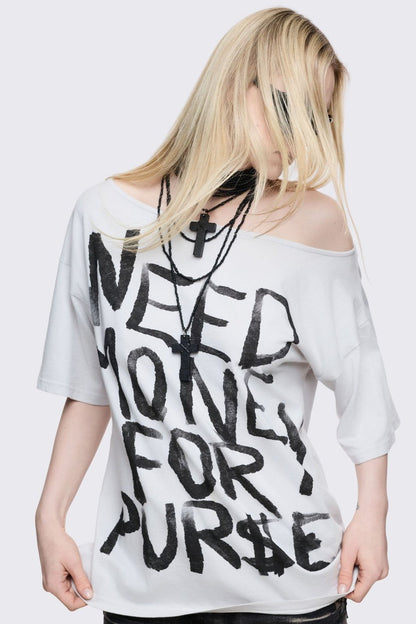 Minga London Need Money Off-Shoulder T-Shirt
