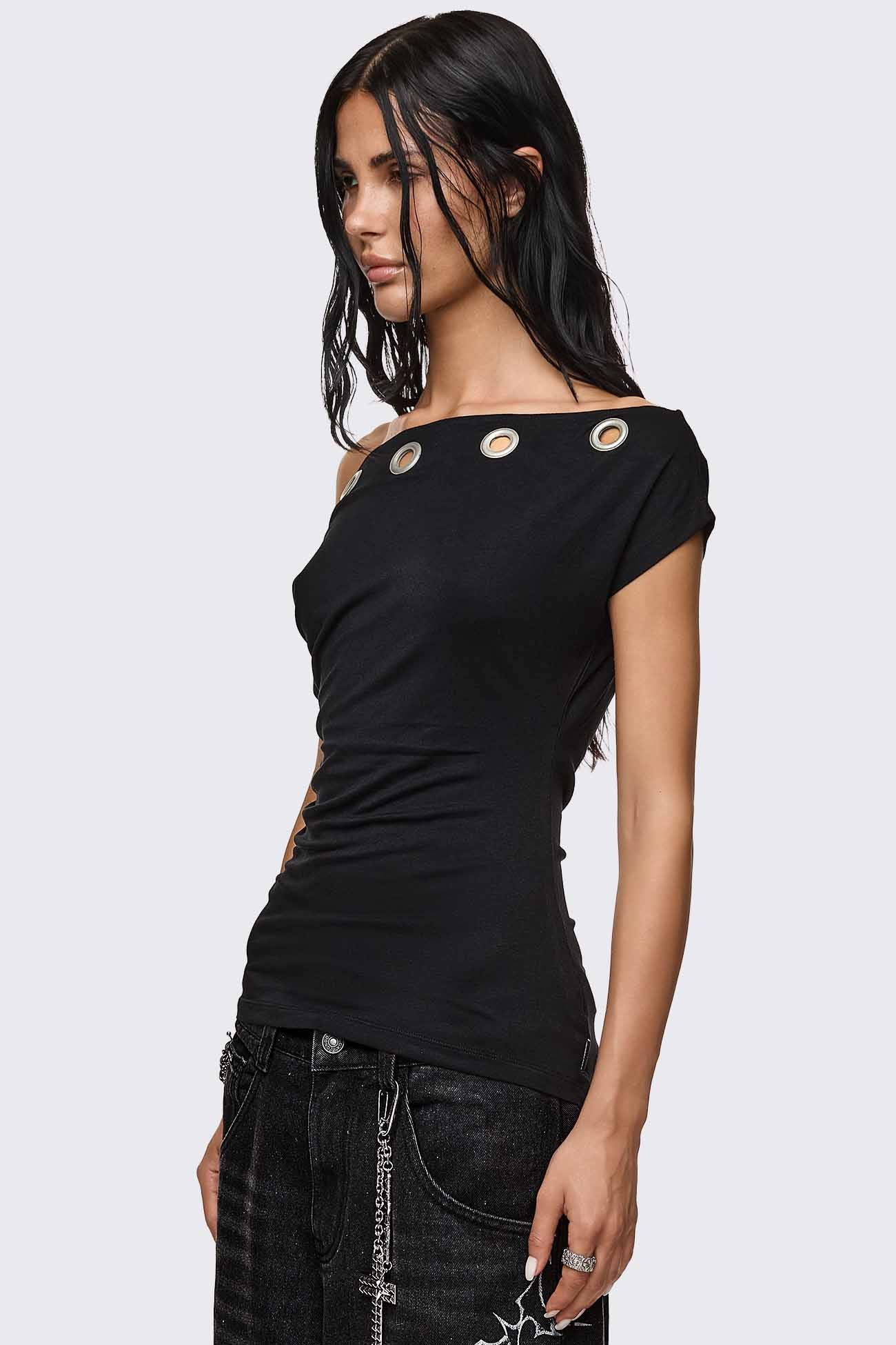 Minga London Zadie Eyelet Off-Shoulder Top