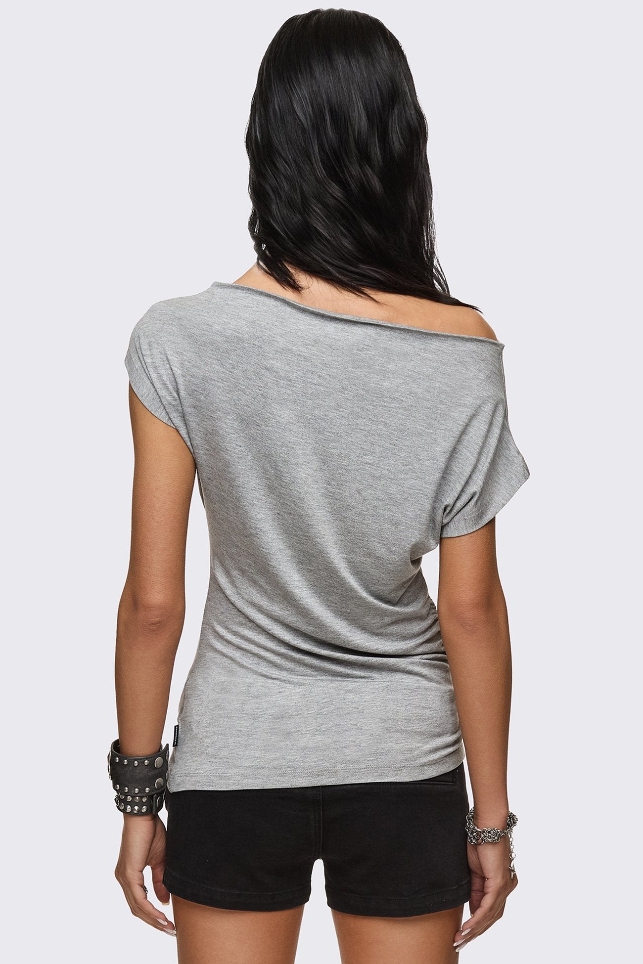 Minga London Glitz & Glitter Graphic Off-Shoulder Top