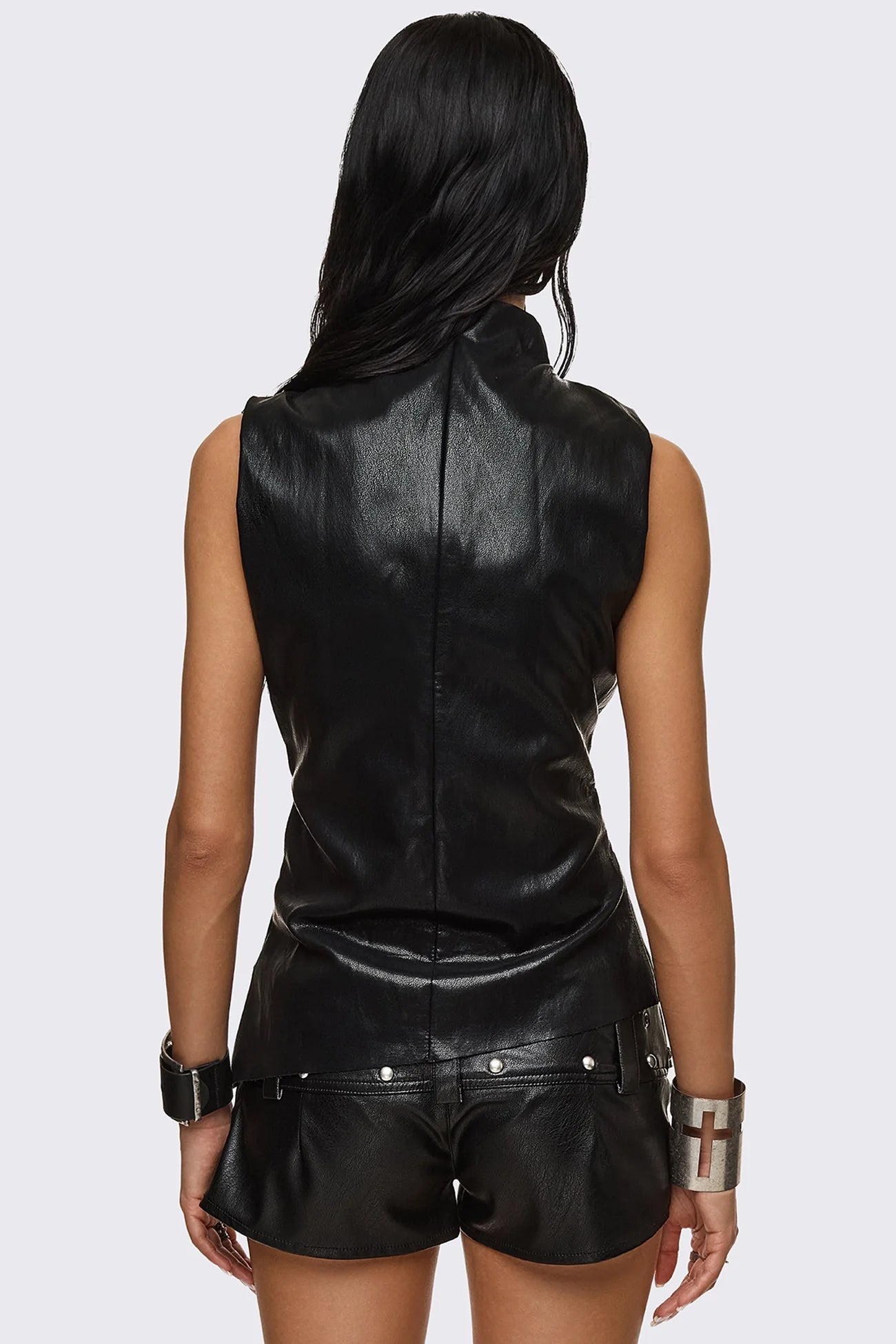 Minga London Null Faux Leather Vest Top