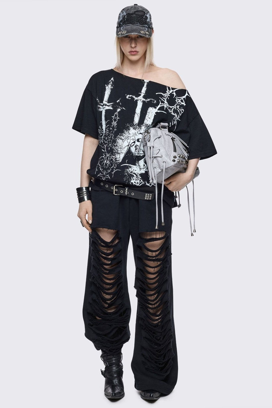 Minga London Crown of Swords Off-Shoulder T-Shirt