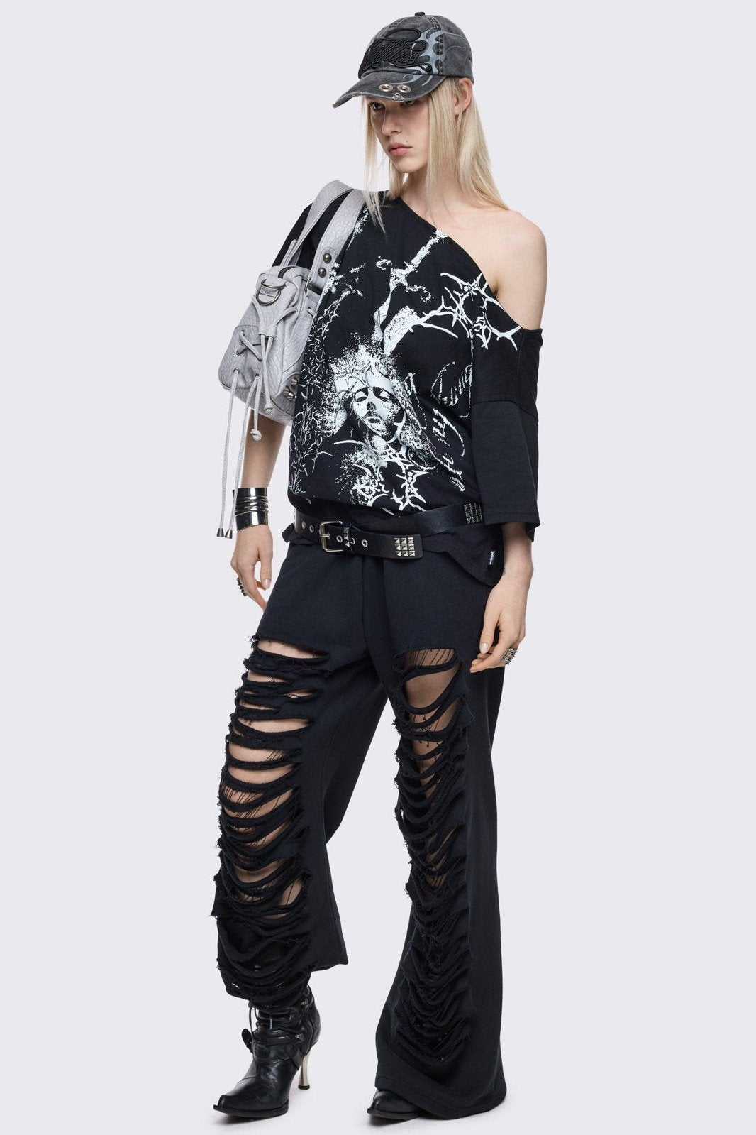 Minga London Crown of Swords Off-Shoulder T-Shirt