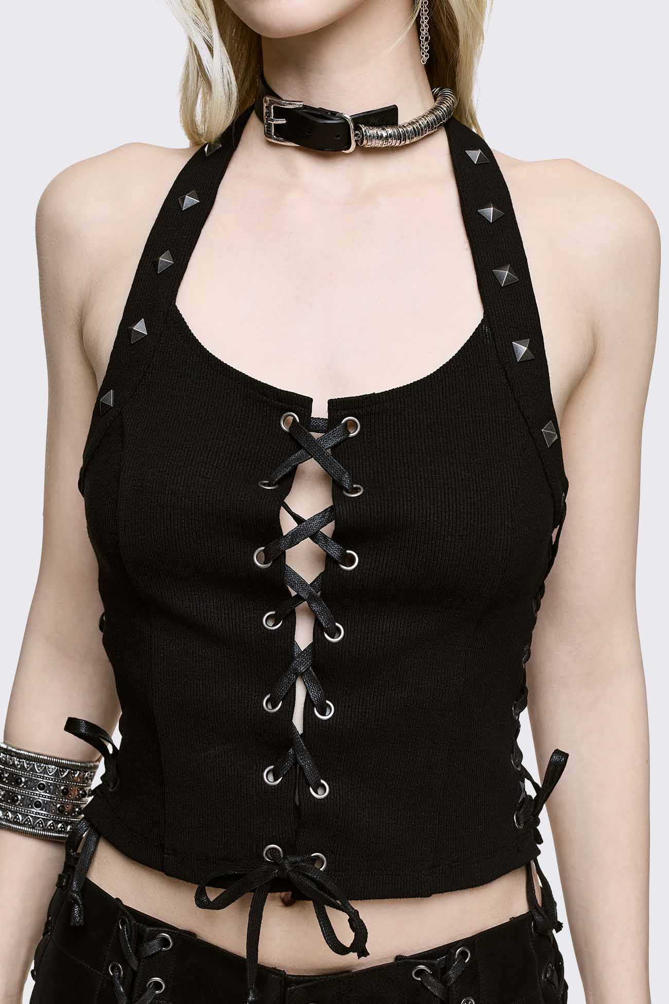 Minga London Dana Lace-Up Halter Top