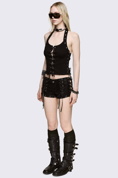Minga London Dana Lace-Up Halter Top