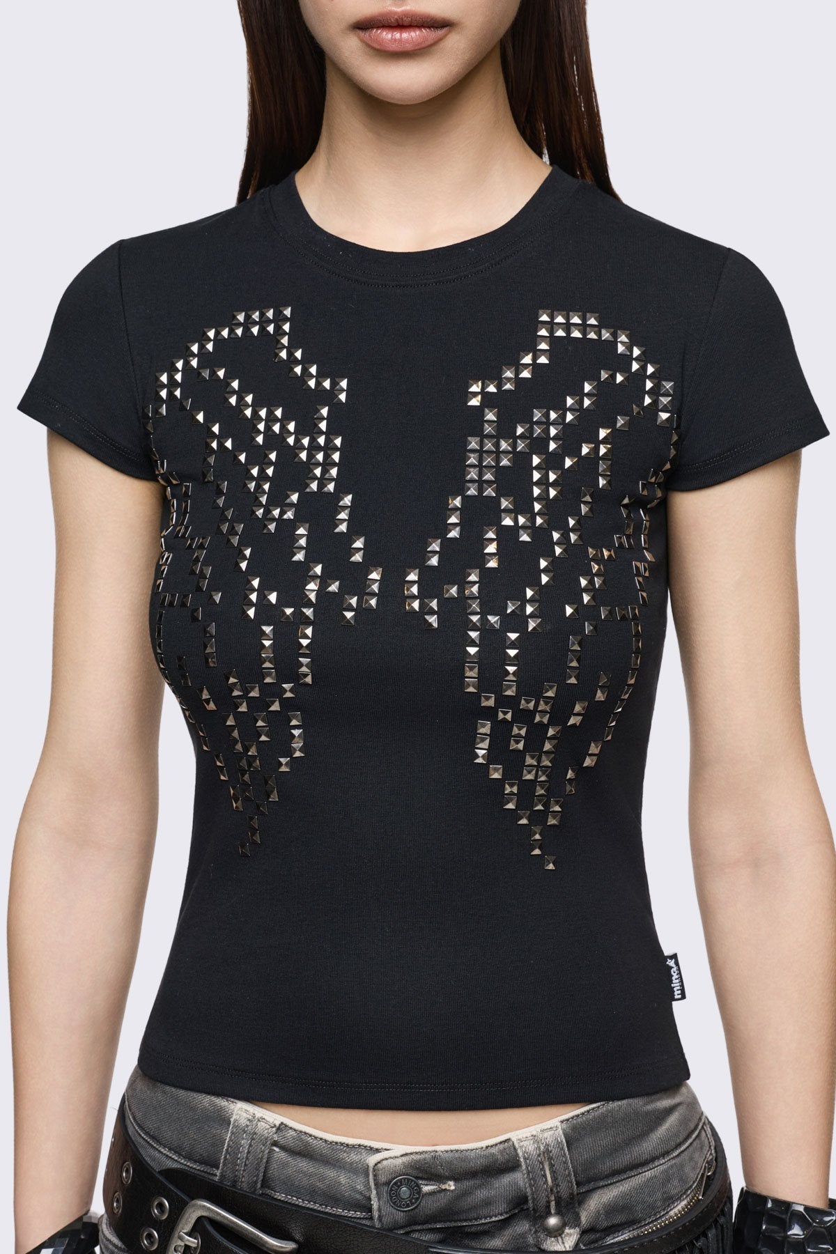 Minga London Glitter Flight Studded Baby Tee
