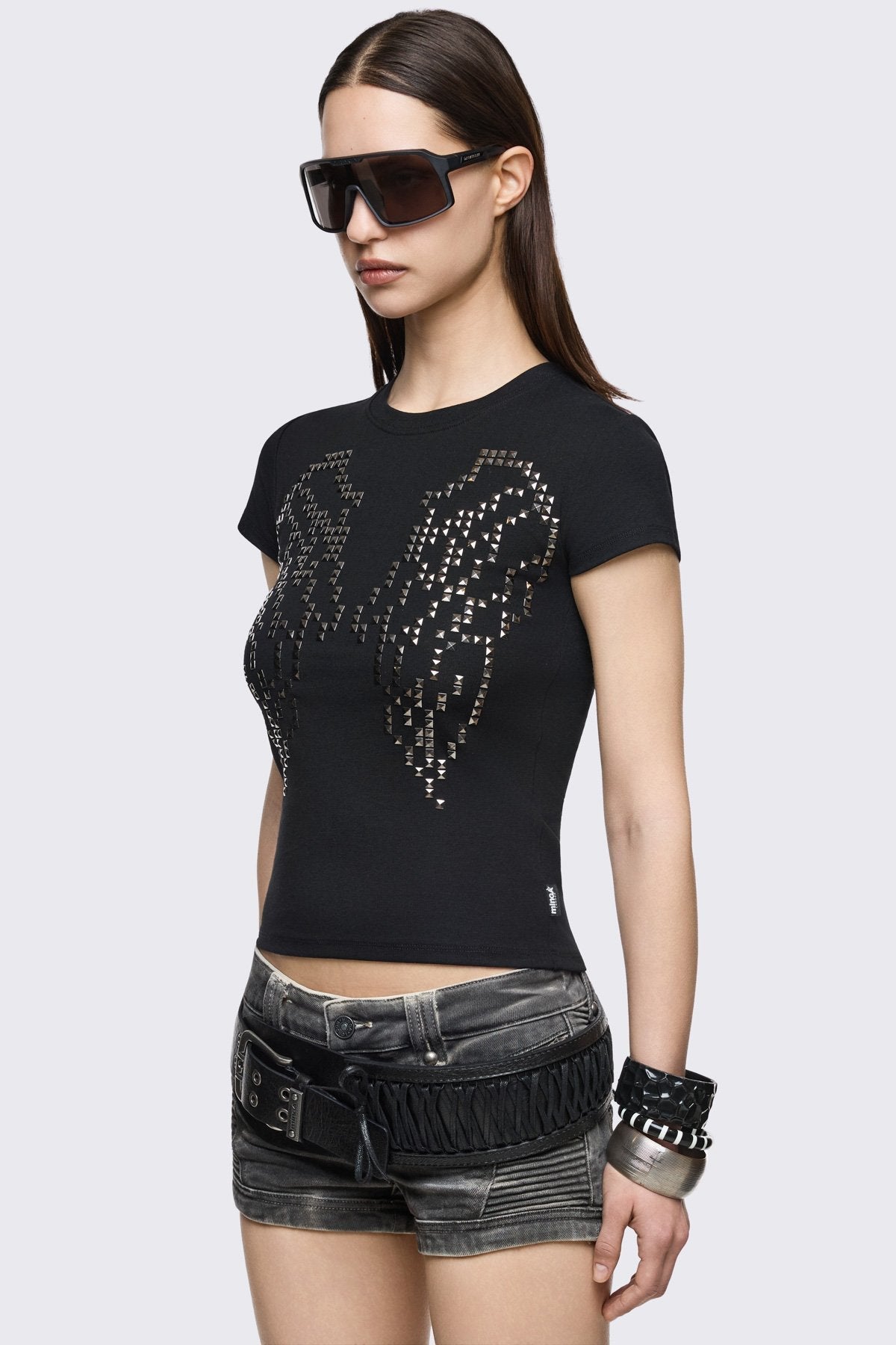 Minga London Glitter Flight Studded Baby Tee