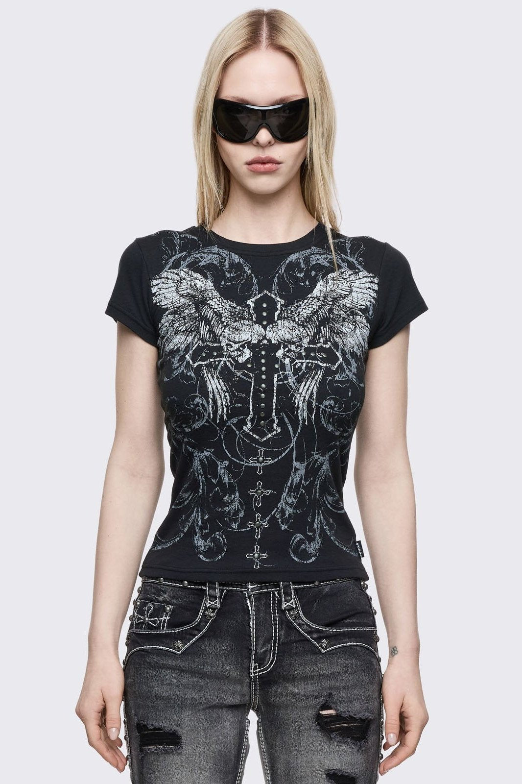 Minga London Winged Cross Baby Tee