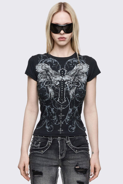 Minga London Winged Cross Baby Tee