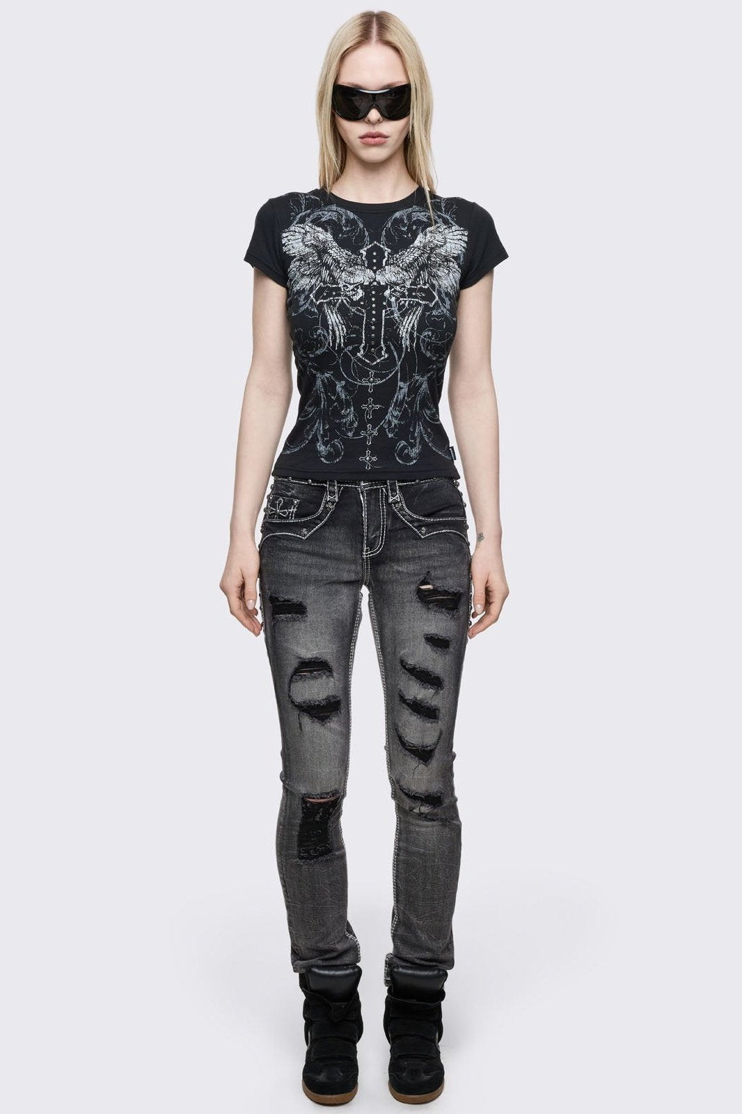 Minga London Winged Cross Baby Tee