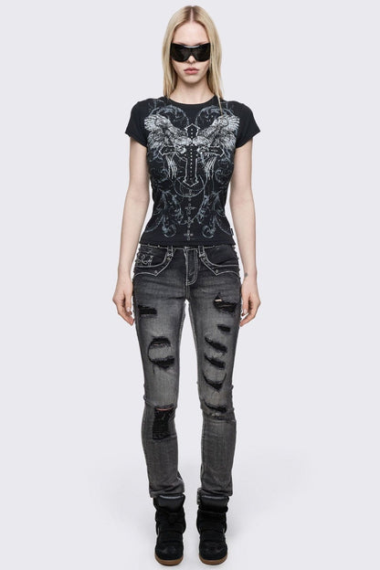 Minga London Winged Cross Baby Tee