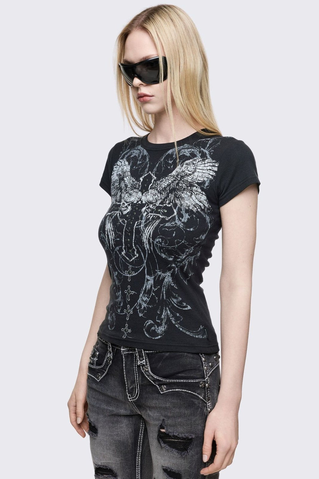 Minga London Winged Cross Baby Tee
