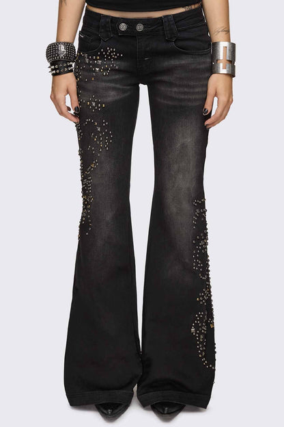 Minga London Brielle Studded Flared Jeans
