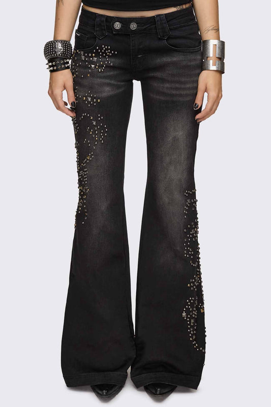 Minga London Brielle Studded Flared Jeans