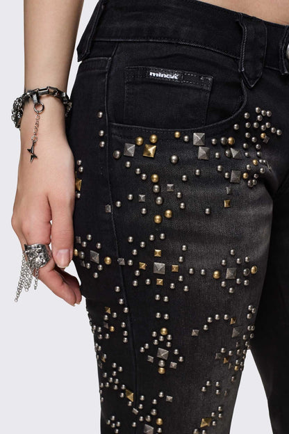 Minga London Brielle Studded Flared Jeans