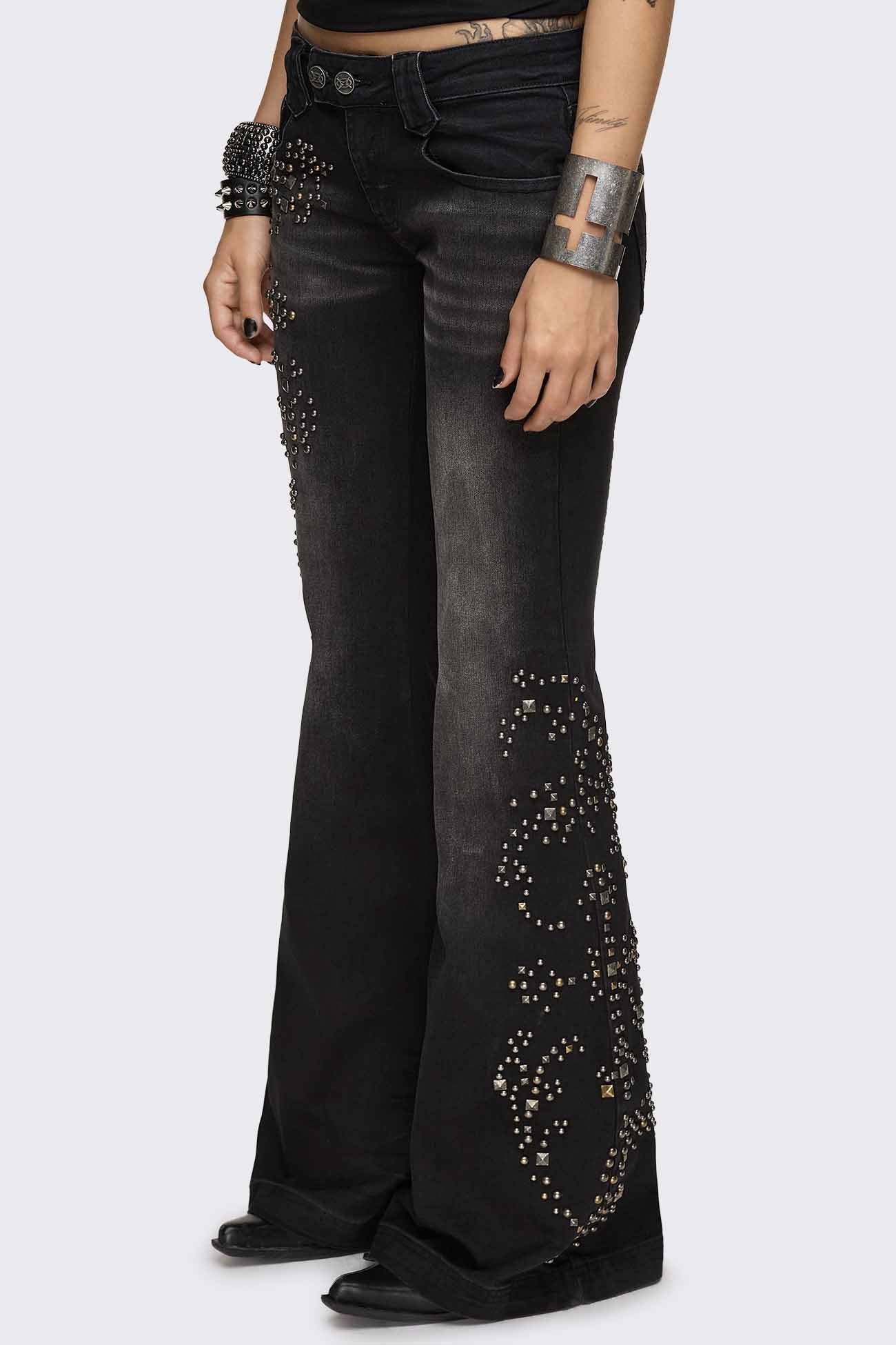 Minga London Brielle Studded Flared Jeans