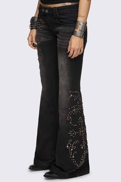 Minga London Brielle Studded Flared Jeans