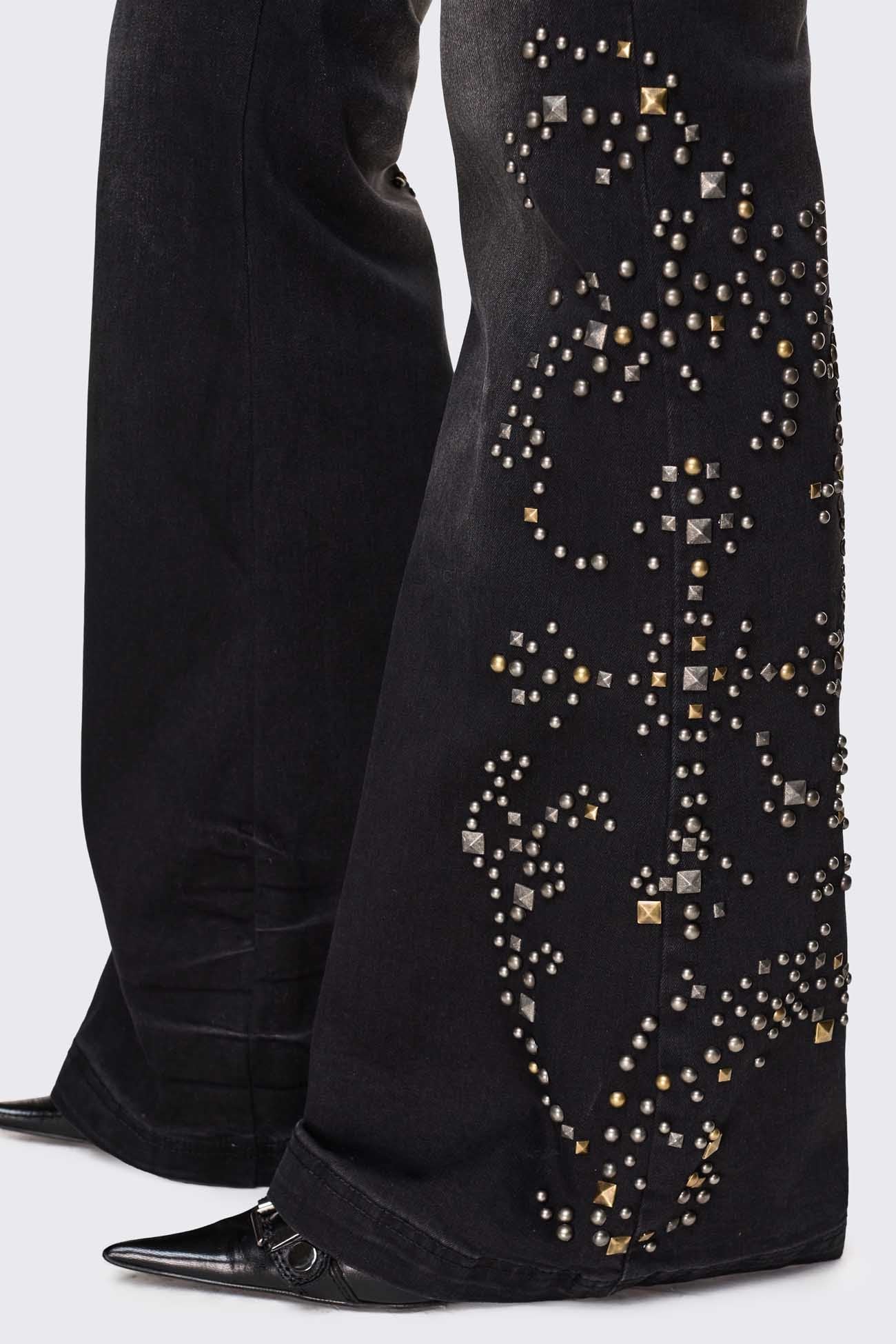 Minga London Brielle Studded Flared Jeans