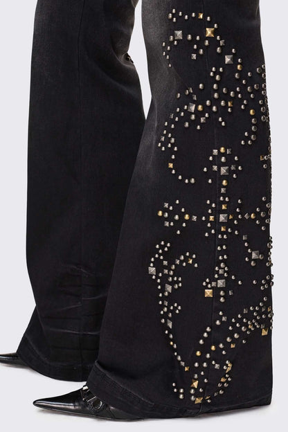 Minga London Brielle Studded Flared Jeans