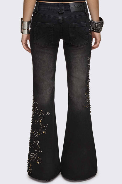 Minga London Brielle Studded Flared Jeans