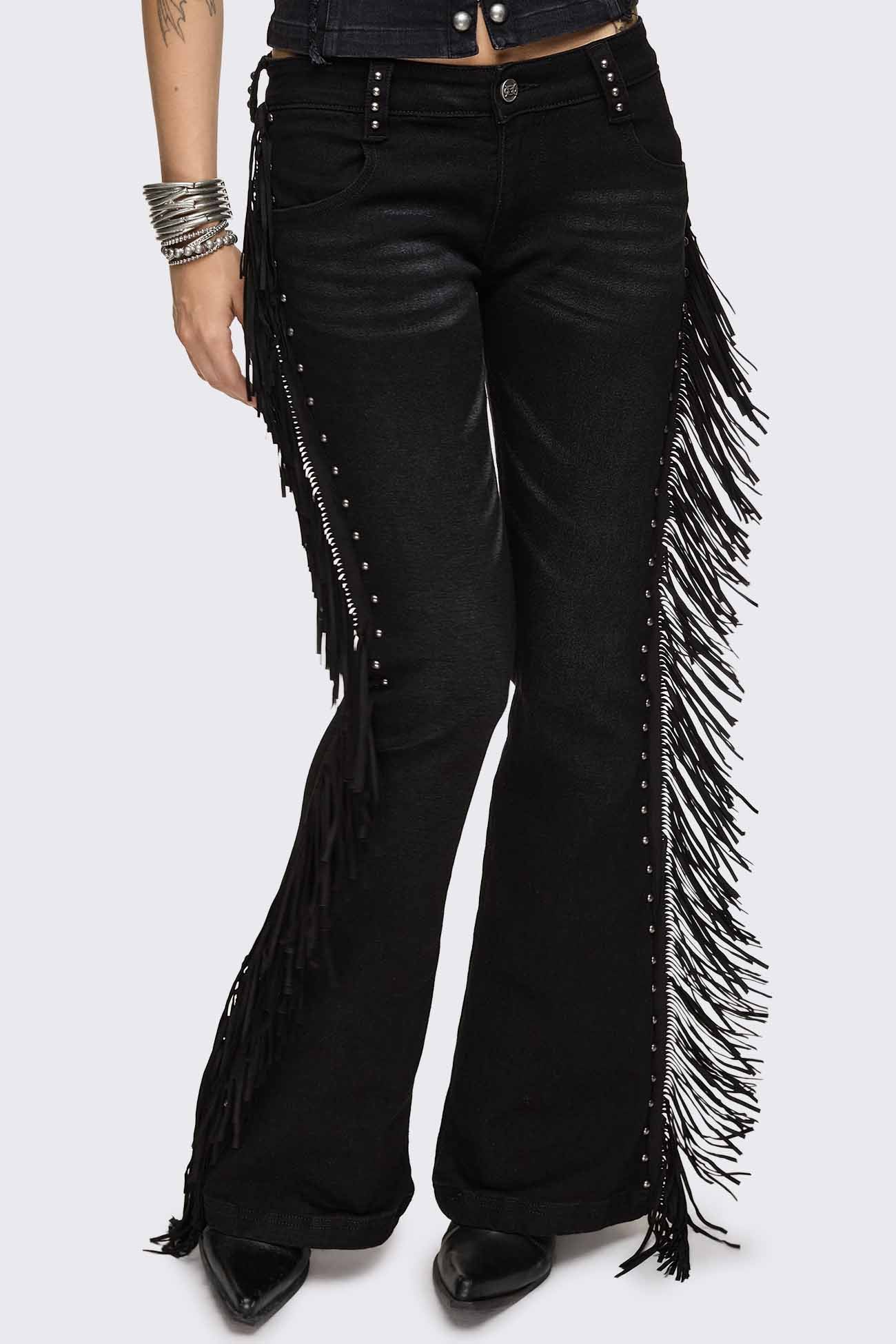 Minga London Sierra Fringe Flared Jeans